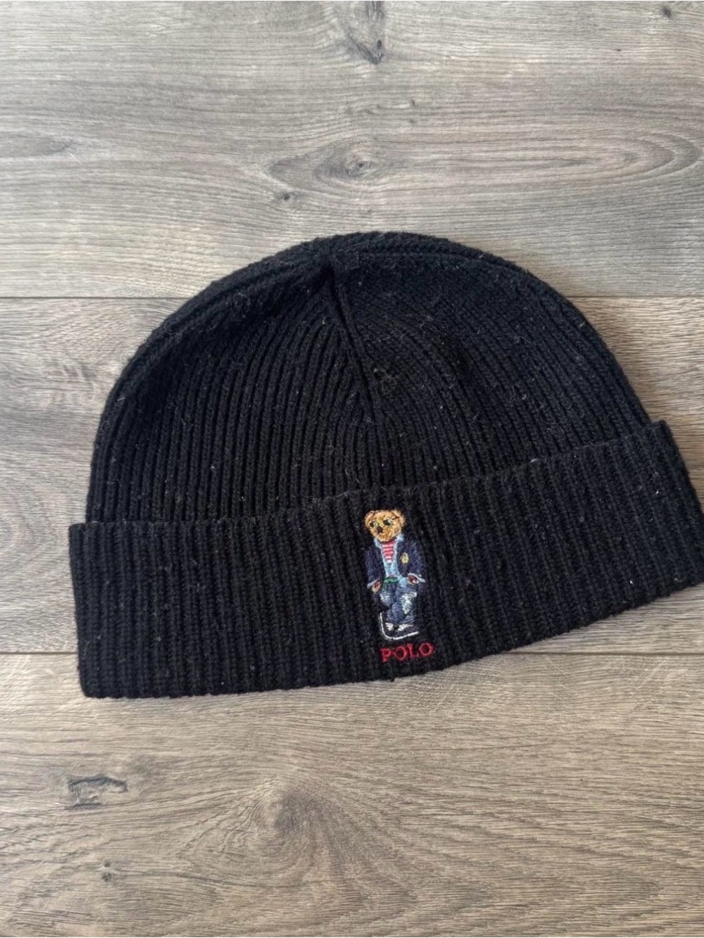 Polo Ralph Lauren Regatta Bear black beanie with embroidered bear logo